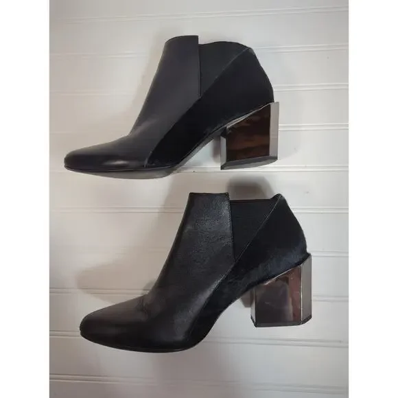 United Nude Leather Calf Hair Bootie Metallic Geometric Block Heel 37 - Picture 6 of 14